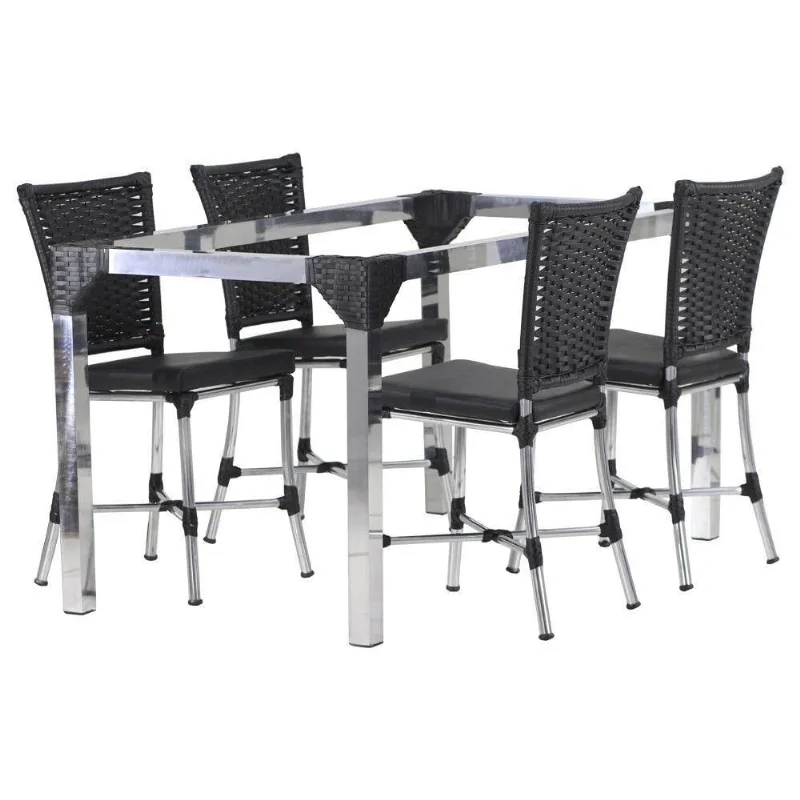 Conjunto 4 Cadeiras Angra E Mesa De Jantar Haiti Em Alumínio Cappuccino