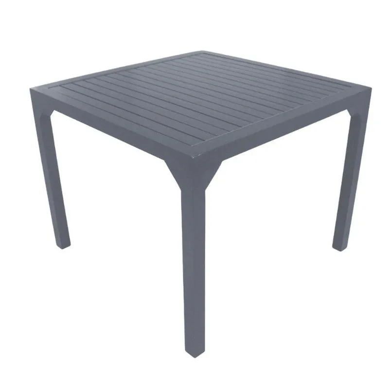 Mesa Quadrada Haiti 100cm Com Tampo Ripado Em Alumínio Trama