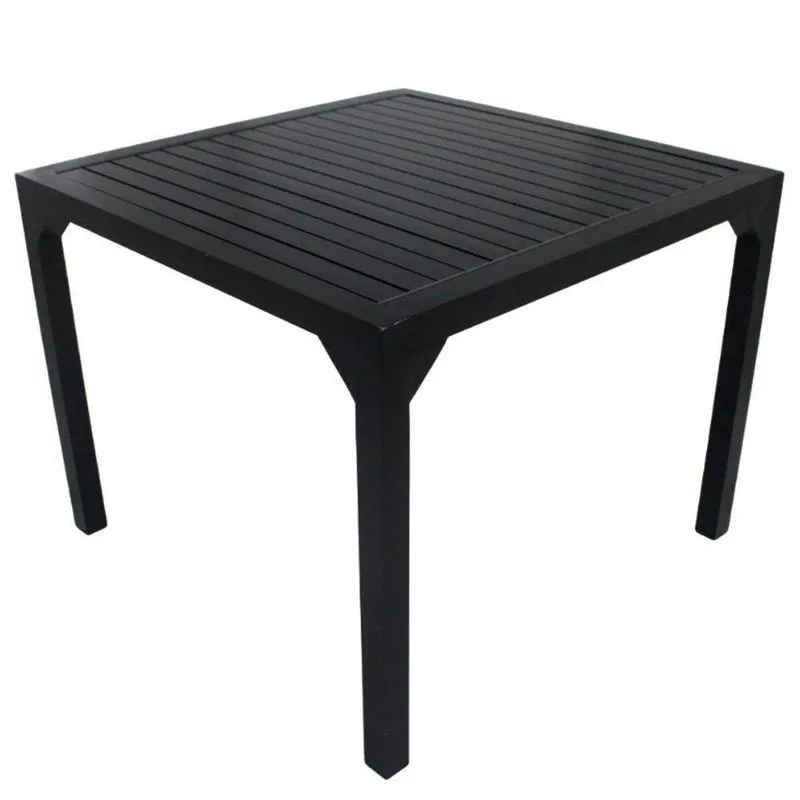 Mesa Quadrada Haiti 60cm Tampo Ripado Em Alumínio Trama Preto