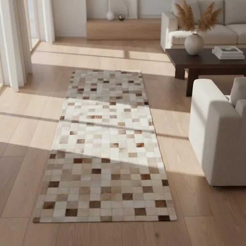 Passadeira De Couro Natural Champanhe 1,80 X 0,60 M
