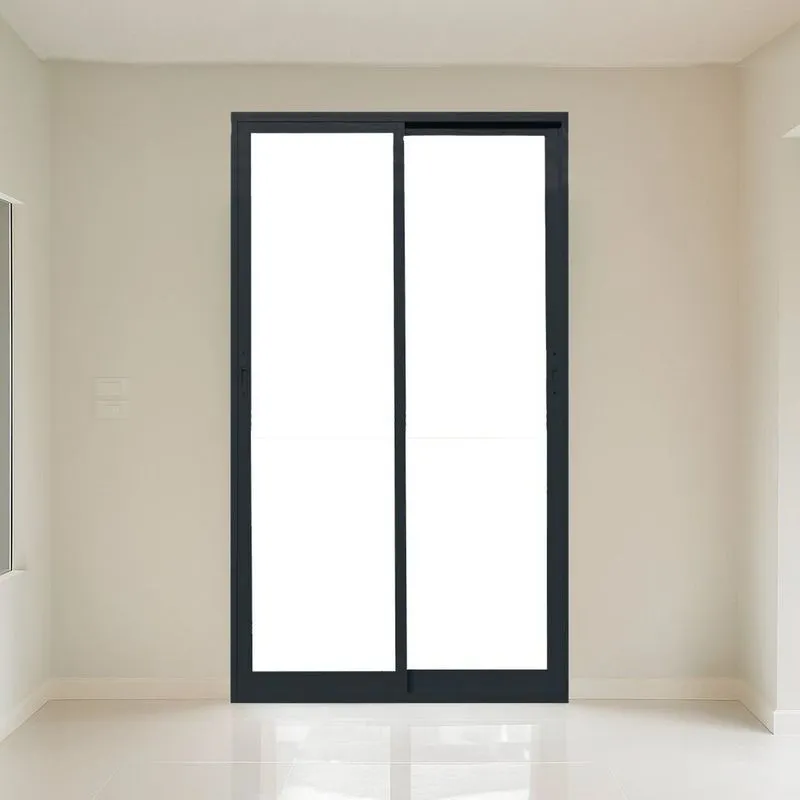 Porta Correr 2 Folhas Vidro 1,50x2,15m Vidro Temperado 6mm Fábrica Do Alumínio Ambos Os Lados Preto