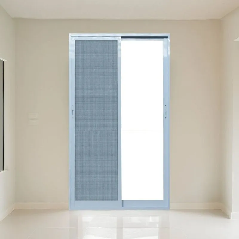 Porta De Correr Com Tela Mosquiteira 1,50x2,15m Vidro Temperado 6cm Fábrica Do Alumínio Branco