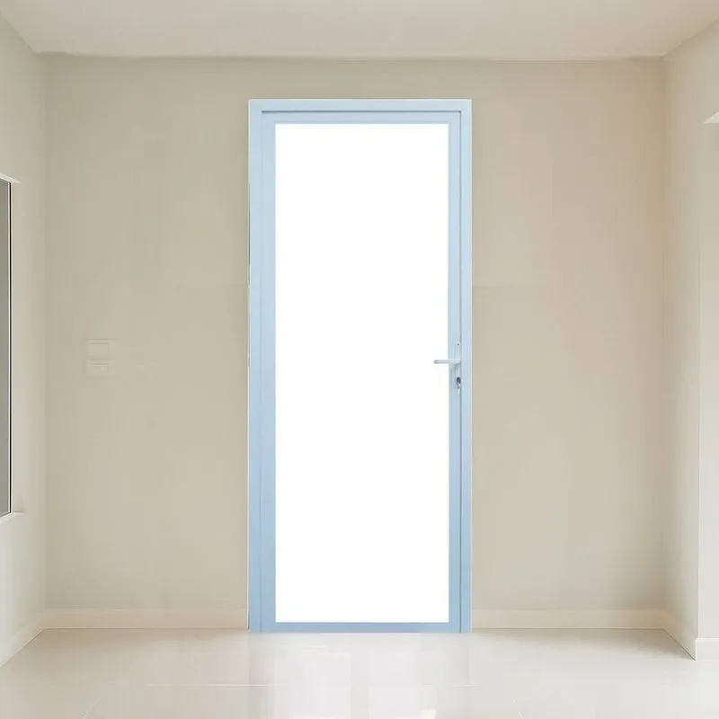 Porta 1 Folha Vidro Temperado 6mm 80x215cm Fábrica Do Alumínio Branco