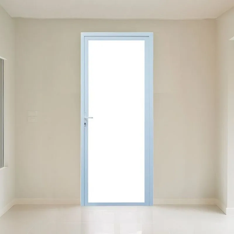 Porta 1 Folha Vidro Temperado 6cm 80x215cm Fábrica Do Alumínio Branco