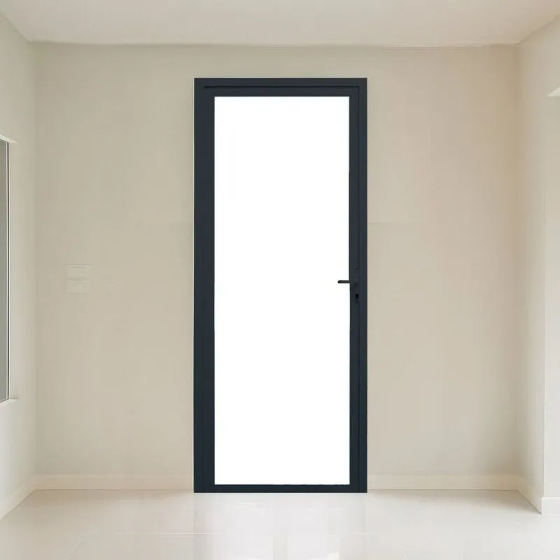 Porta Vidro 1 Folha Vidro Segurança 0,6cm 80cm X 215cm Fábrica Do Alumínio Preto