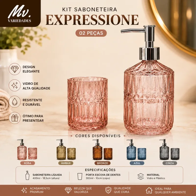 KIT SABONETEIRA EXPRESSIONE 2 PEÇAS