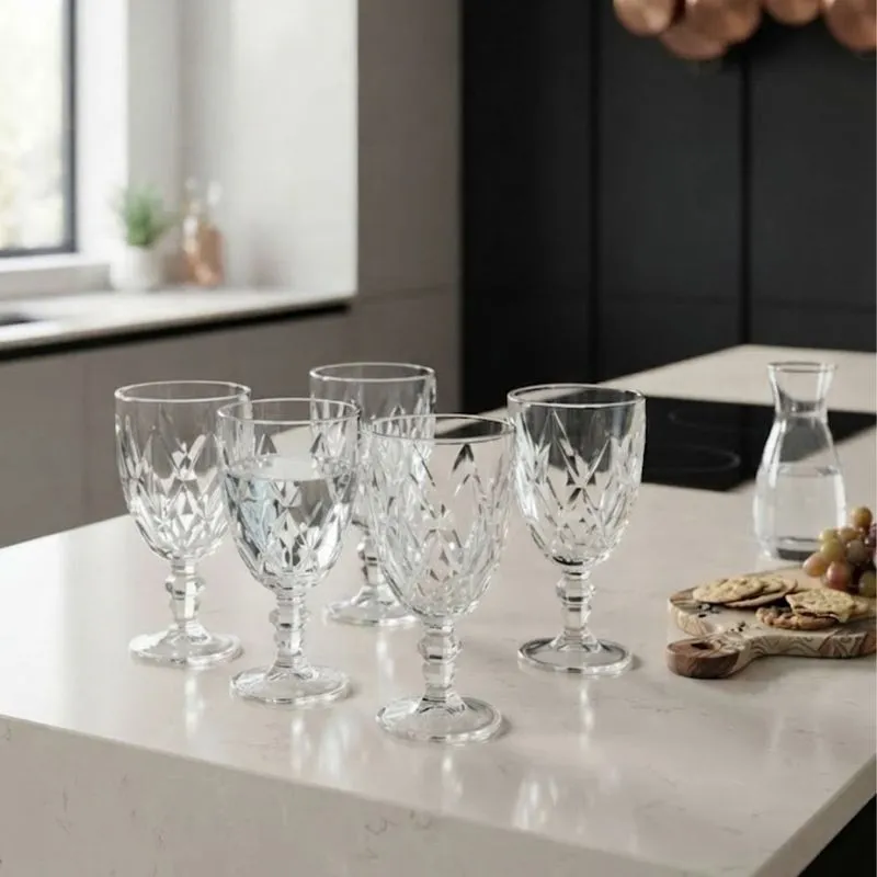 Jogo De Taças 340ml Vidro Resistente 6 Peças Sofisticação Elegância À Mesa Para Água Suco Drinks Mesa Posta