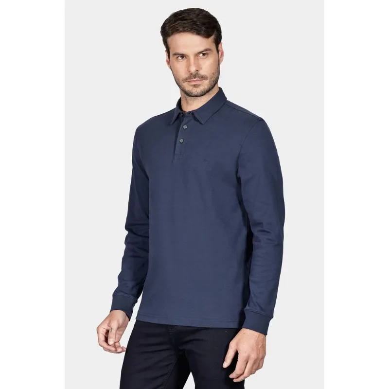 Polo Aramis Interlock Pima Long Sleeve Azul Marinho