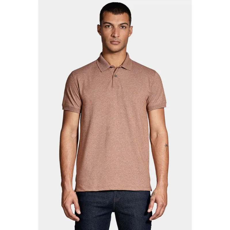 Polo Manga Curta Piquet Gola Jacquard Caramelo - XXG