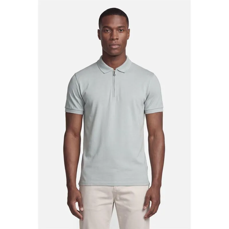 Polo Manga Curta Piquet Com Zíper Verde Salvia - XXG
