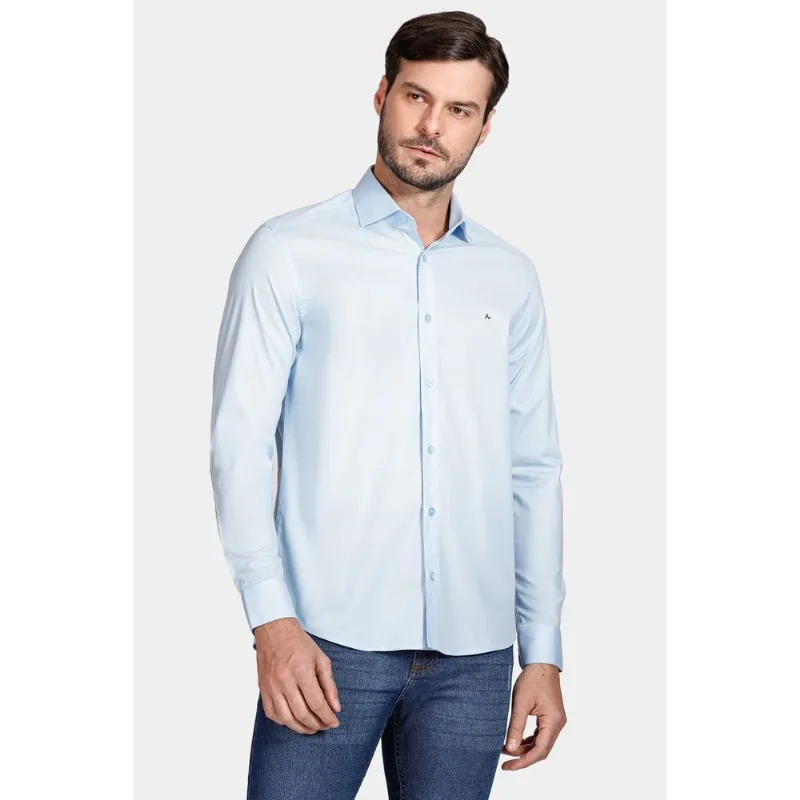 Não Ativar Camisa Manga Longa Slim Stretch Azul - P