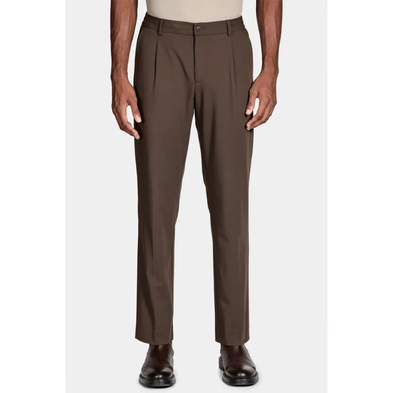 Calça Alfaiataria Cós Elástico e Bolsos Café - 52