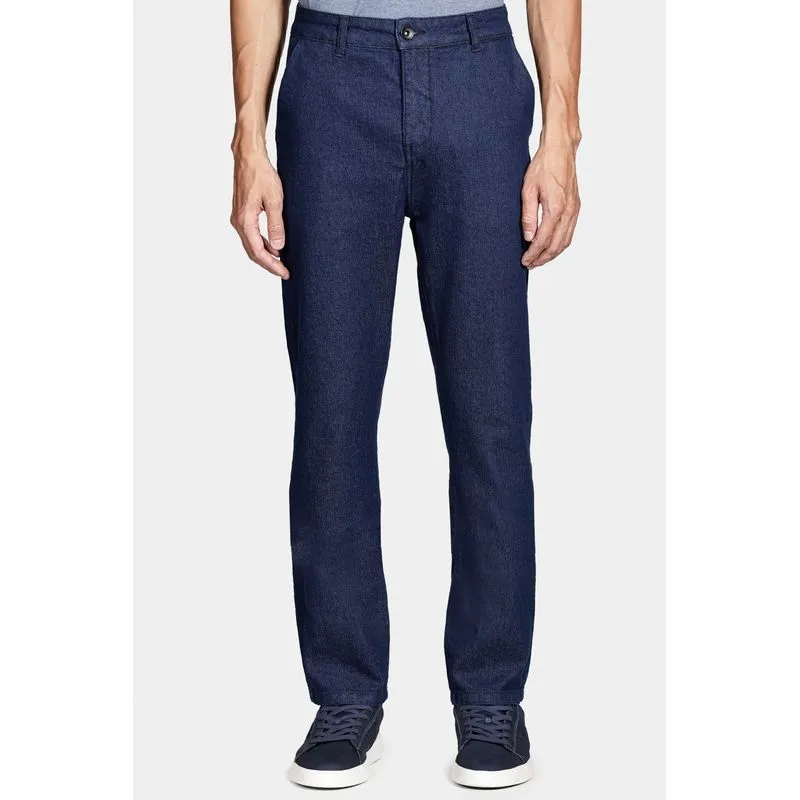 Calça Jeans Chino Regular Raw Azul Escuro - 44