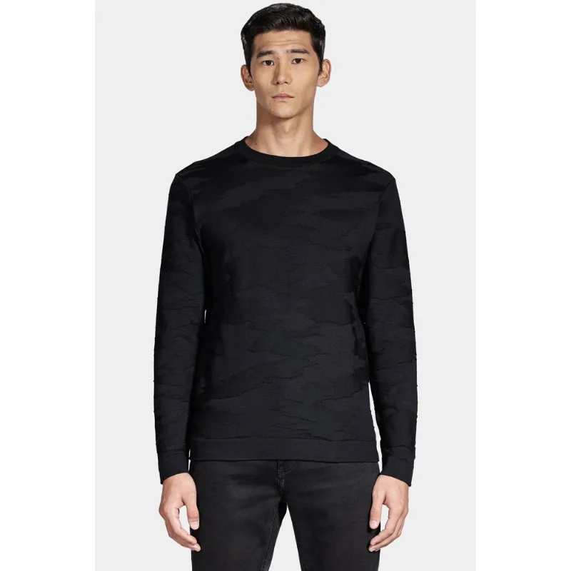 Tricot Manga Longa Jacquard Camuflado Preto - M