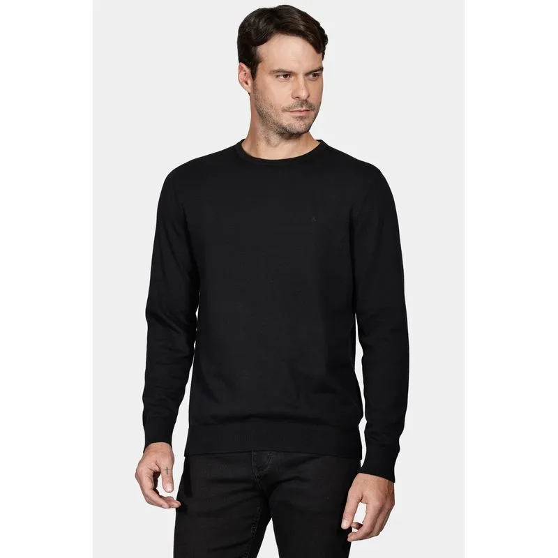 Tricot Manga Longa Gola Careca Preto - G