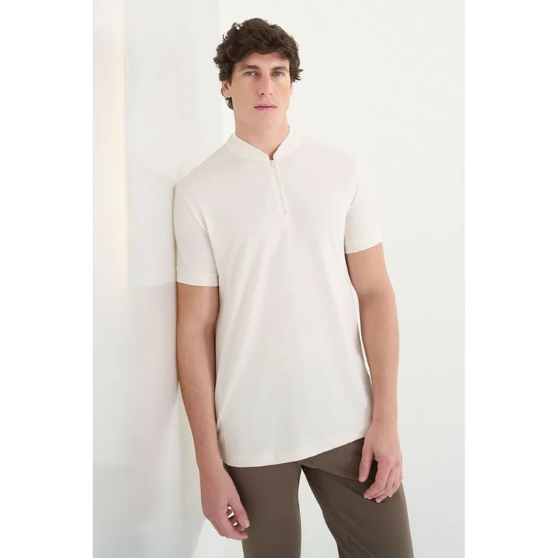 Polo Manga Curta Piquet Pima Tech Off White - P