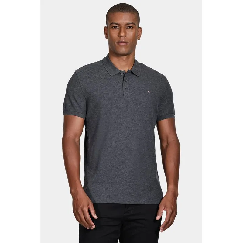 Polo Manga Curta Cotton Piquet Basic Grafite Mescla - P
