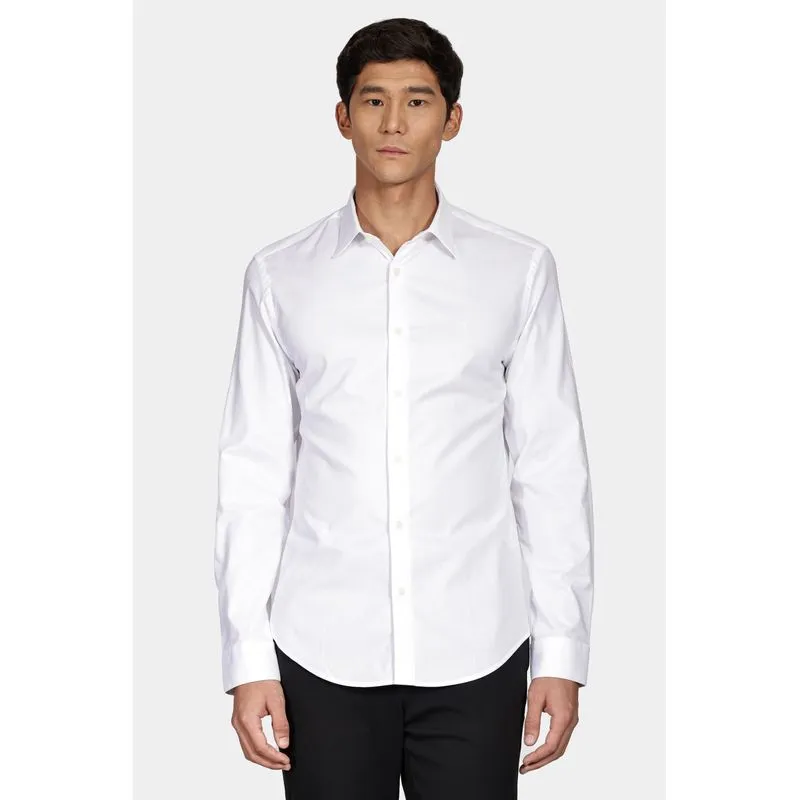 Camisa Manga Longa Slim Pima Stretch Maquinetada Branco - XGG
