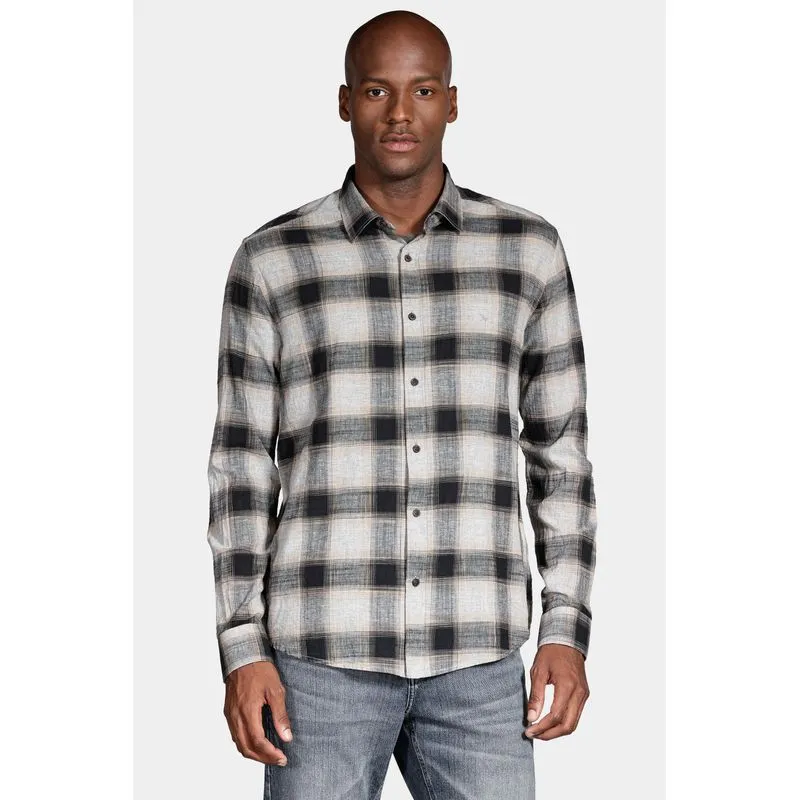 Camisa Manga Longa Move Slim Xadrez Mescla Cinza Mescla Com Preto - GG