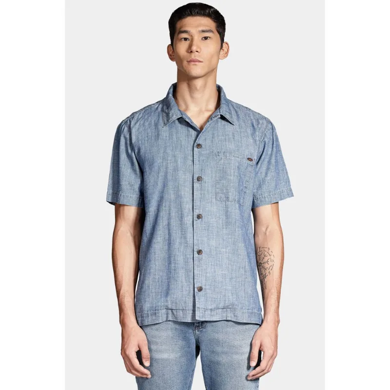 Camisa Manga Curta Regular Jeans em Liocel Azul Jeans - XGG