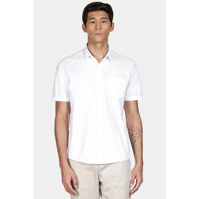 Camisa Manga Curta Regular Button-Down Lotte Com Bolso Branco - GG