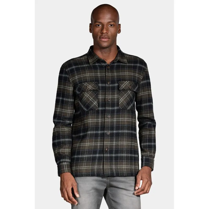 Camisa Manga Longa Overshirt Maxi Xadrez Verde Com Preto - P
