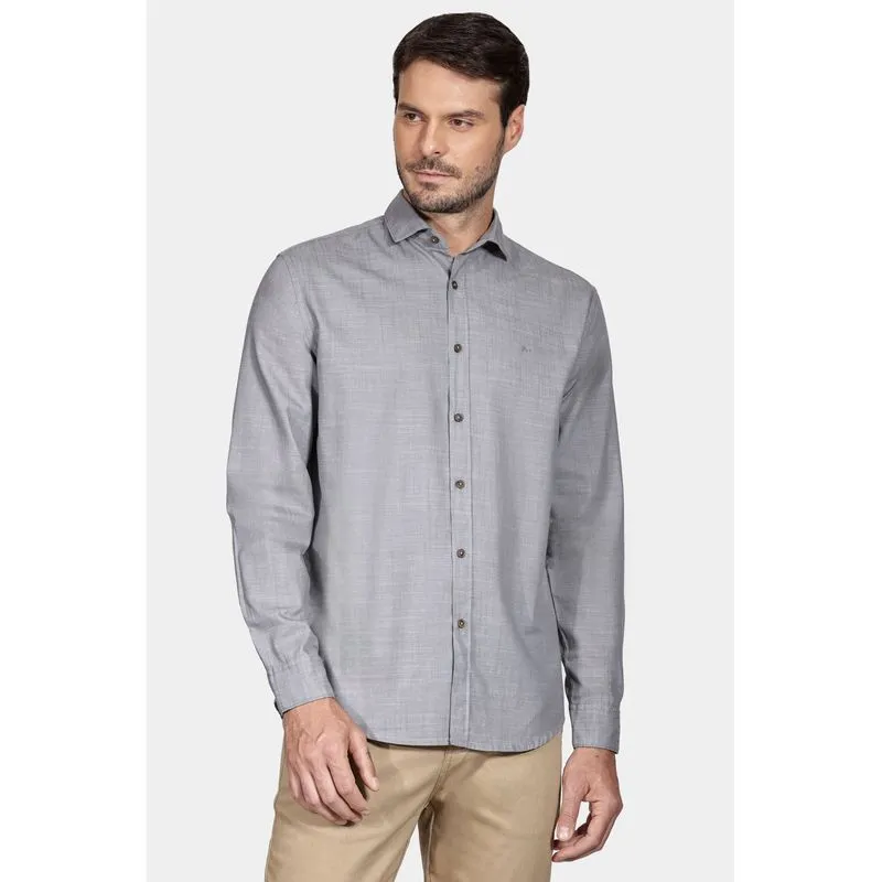 Camisa Manga Longa Denim Like Cinza - GG
