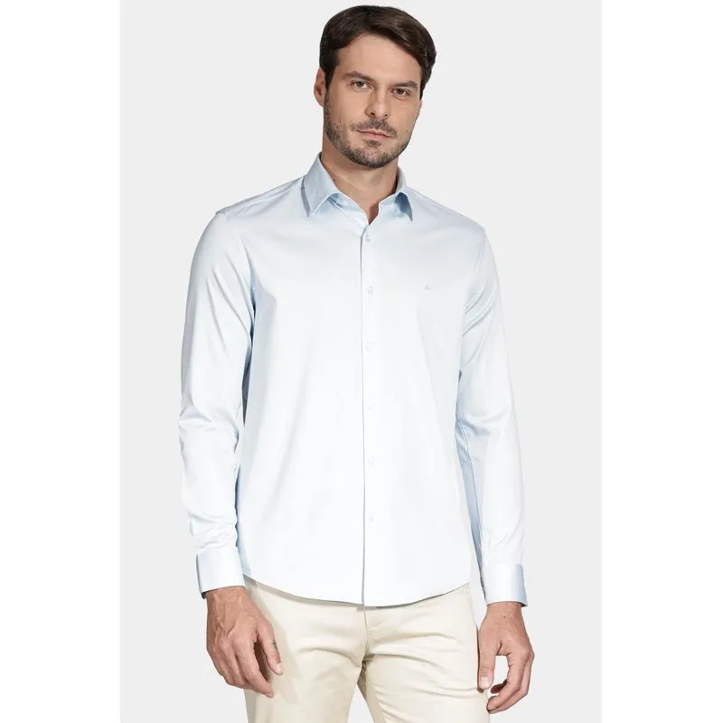 Camisa Manga Longa Cosmo Slim Cetim Com Elastano Hudson Azul Bebe - G