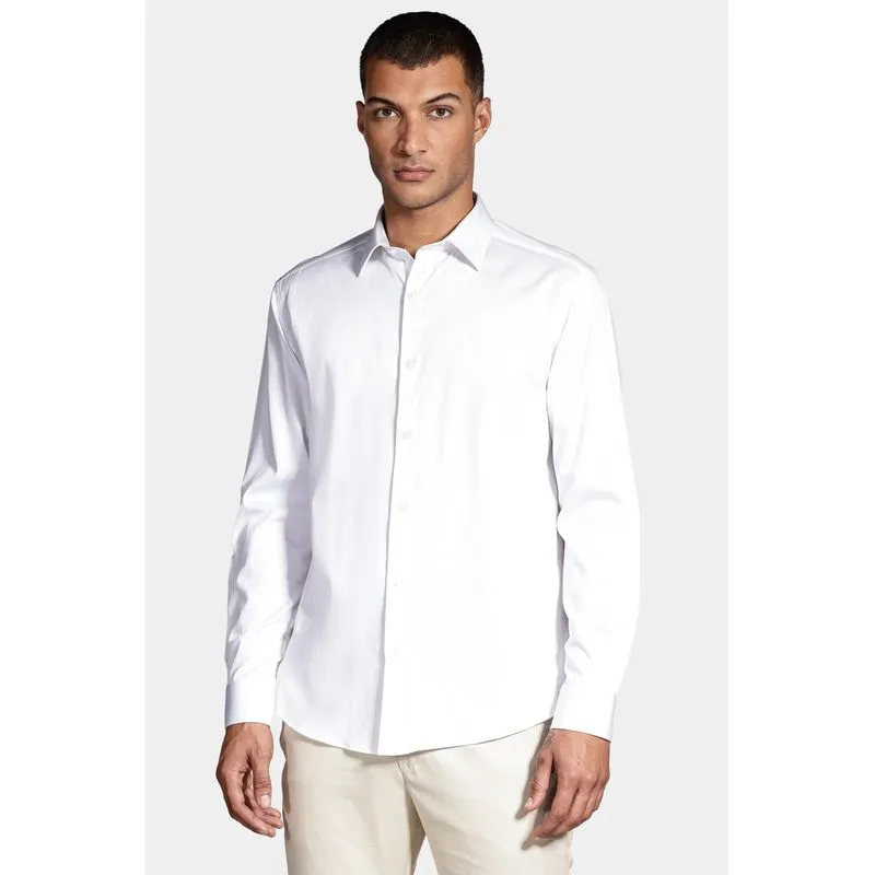 Camisa Manga Longa Cosmo Slim Cetim Com Elastano Hudson Branco - GG