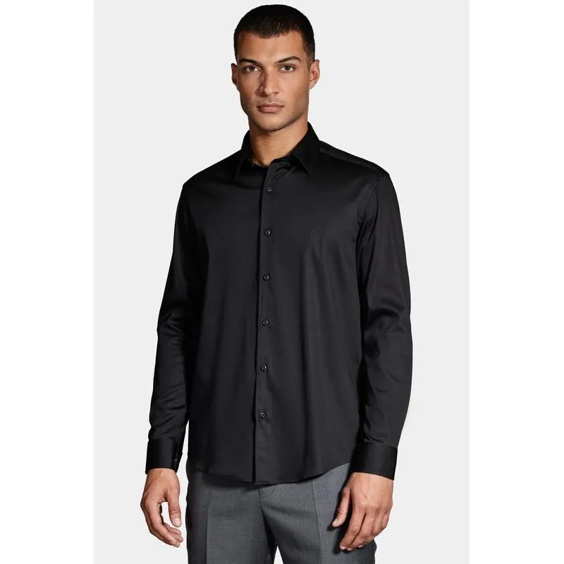 Camisa Manga Longa Cosmo Slim Cetim Com Elastano Hudson Preto - GG