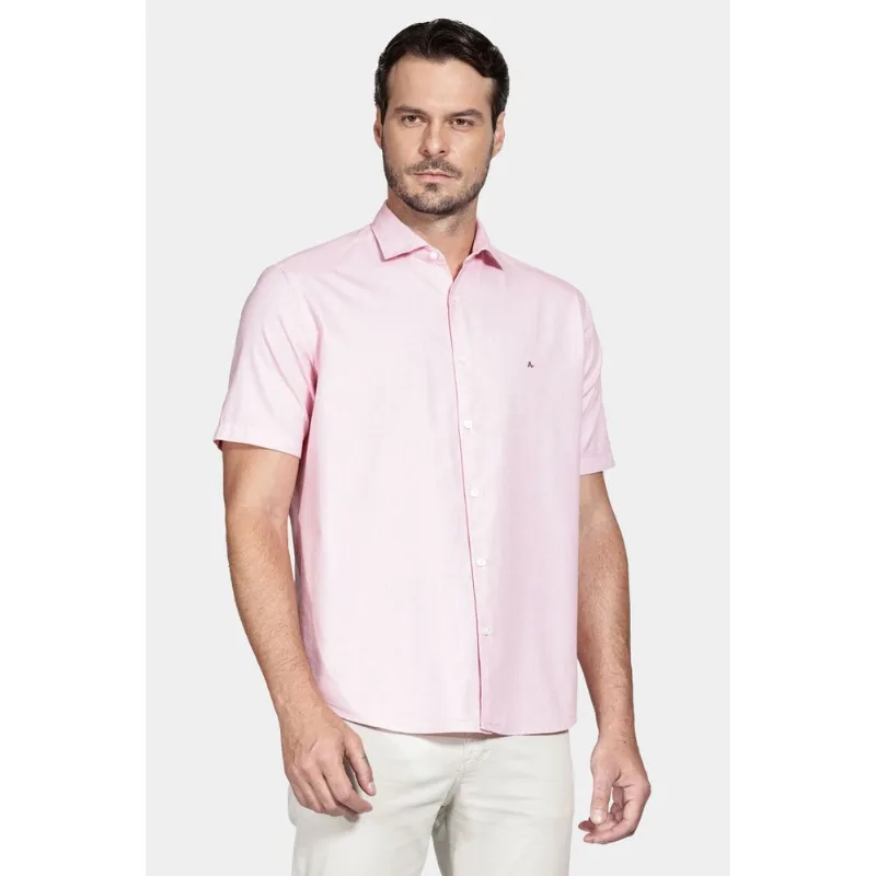 Camisa Manga Curta Regular Oxfordine Lisa Pink - GG