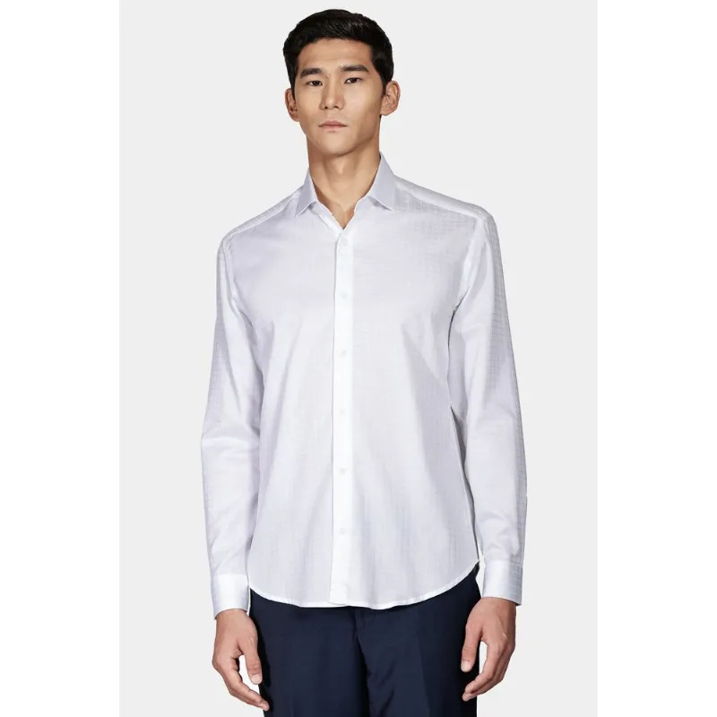Camisa Slim Tricoline Maquinetada Branco - GG