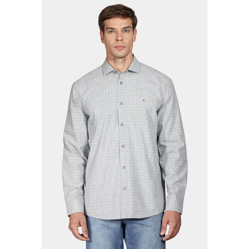 Camisa Manga Longa Regular Mescla Xadrez Cinza - XGG