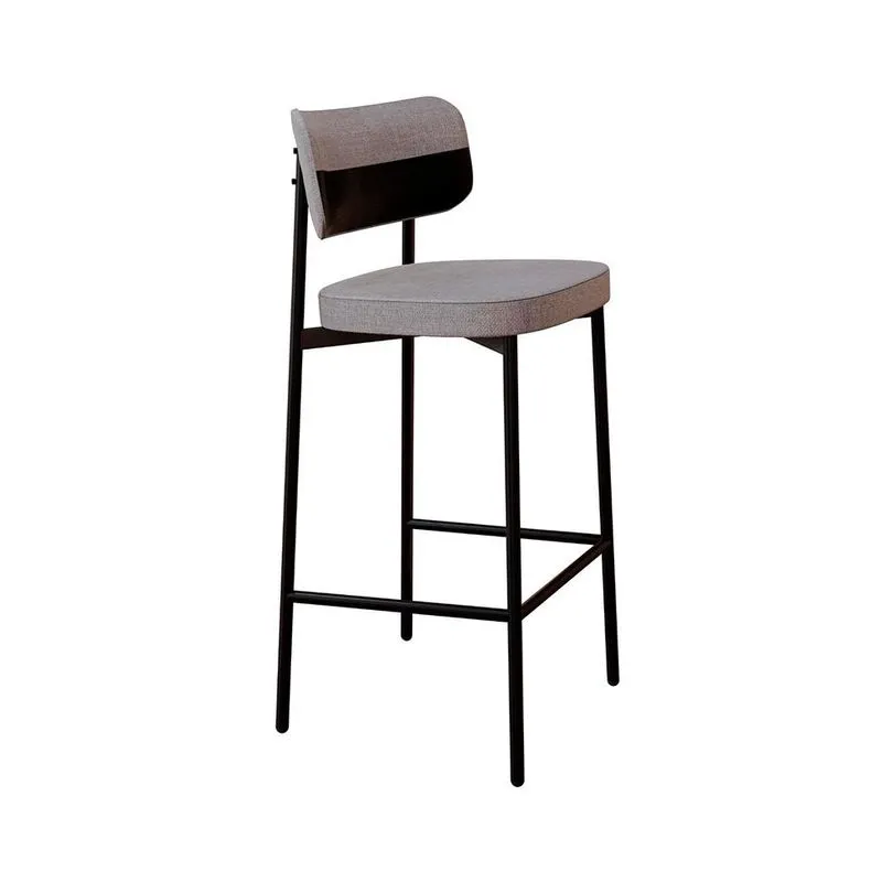 Banqueta Alloa com Detalhe Preto e Cinza Claro