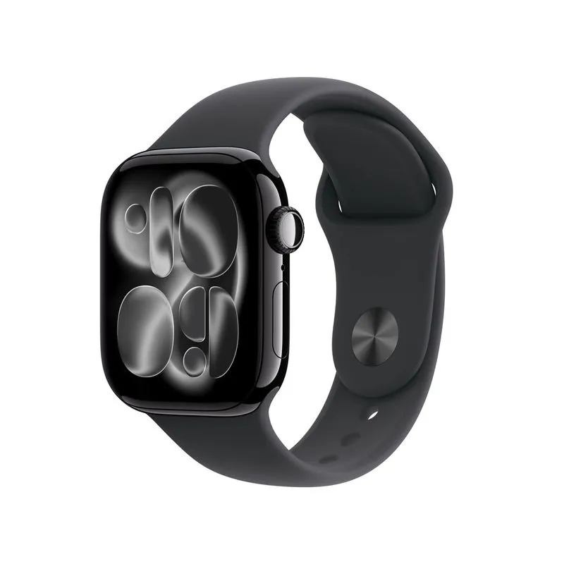 Apple Watch Series 11 (GPS, 42 mm) Caixa de Alumínio Preto Brilhante com Pulseira Esportiva Preta - P/M