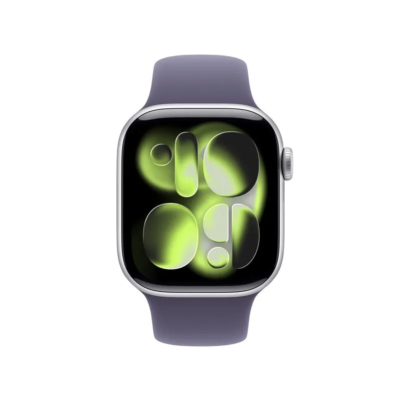 Apple Watch Series 11 (GPS, 42 mm) Caixa de Alumínio Prateada com Pulseira Esportiva Roxo-Névoa - M/G