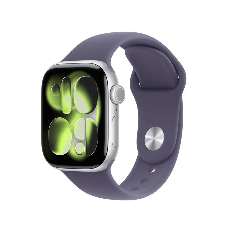 Apple Watch Series 11 (GPS, 46 mm) Caixa de Alumínio Prateada com Pulseira Esportiva Roxo-Névoa - M/G