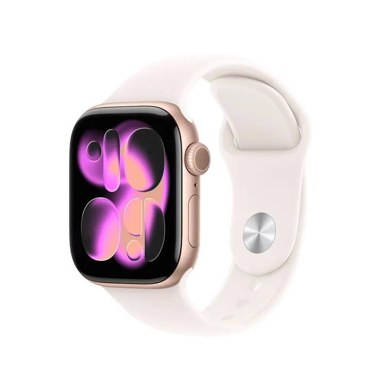 Apple Watch Series 11 (GPS, 46 mm) Caixa de Alumínio Ouro Rosa com Pulseira Esportiva Blush-Clara - M/G