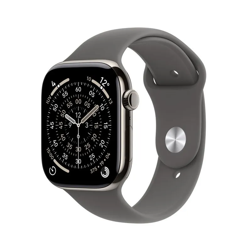 Apple Watch Series 11 (GPS + Cellular) 42 mm com Caixa Natural de Titânio e Pulseira Esportiva Cinza-pedra M/G