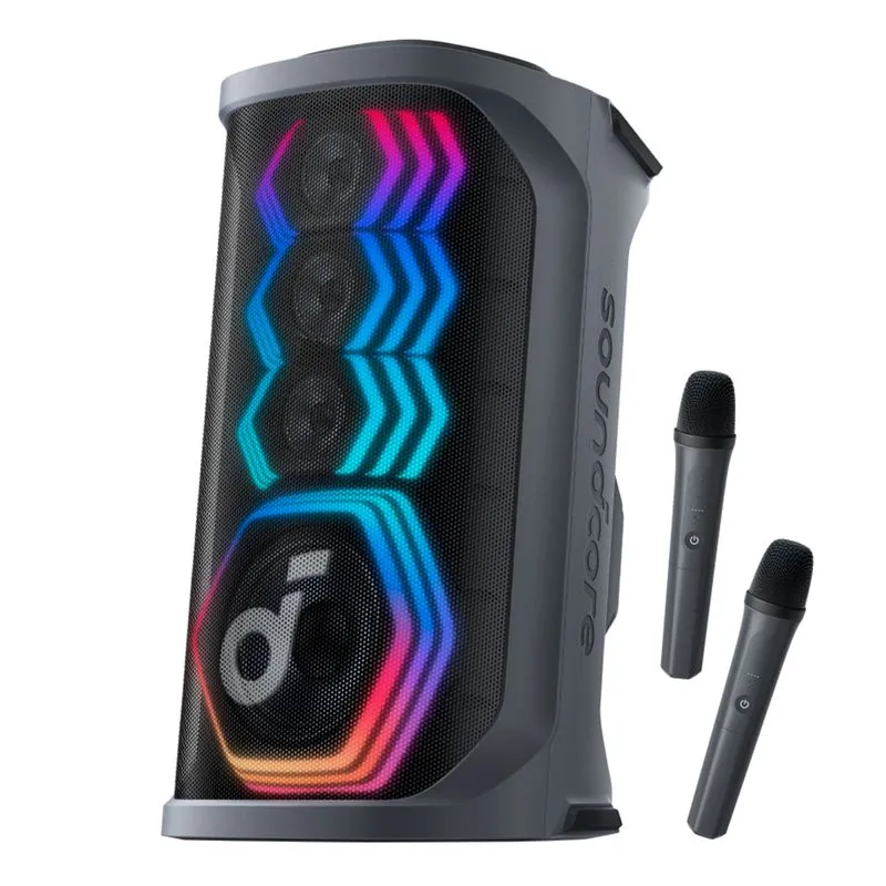 Caixa de Som Bluetooth Soundcore Rave 3S Preta com 2 Microfones, Iluminação Led e 200W de Potência