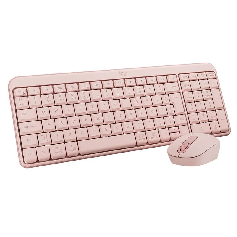Combo Teclado e Mouse Sem Fio Logitech MK250 Rosa
