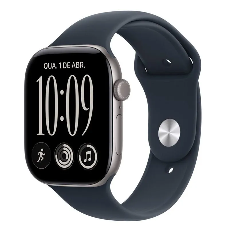Apple Watch Series 12 (GPS 42 mm) Caixa Cinza-espacial de Alumínio com Pulseira Esportiva Azul-marinho M/G - MJE94BE