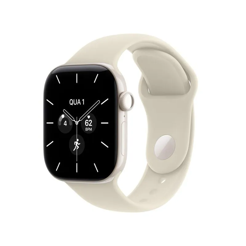 Apple Watch Series 12 GPS + Cellular 42 mm Branco-pérola em Cerâmica com Pulseira Esportiva Areia S/M