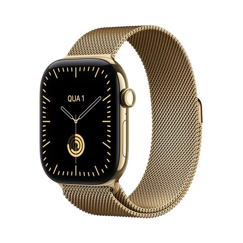 Apple Watch Series 12 GPS + Cellular 46 mm Ouro-brilhante em Titânio com Pulseira Estilo Milanês Ouro-brilhante M/L