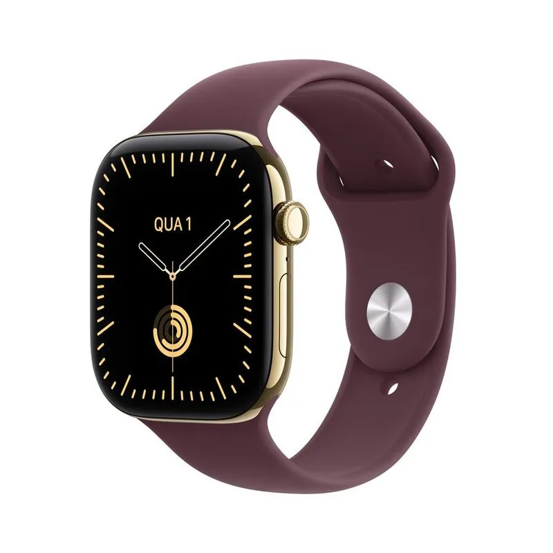 Apple Watch Series 12 GPS + Cellular 46 mm Ouro-brilhante em Titânio com Pulseira Esportiva Bordô S/M