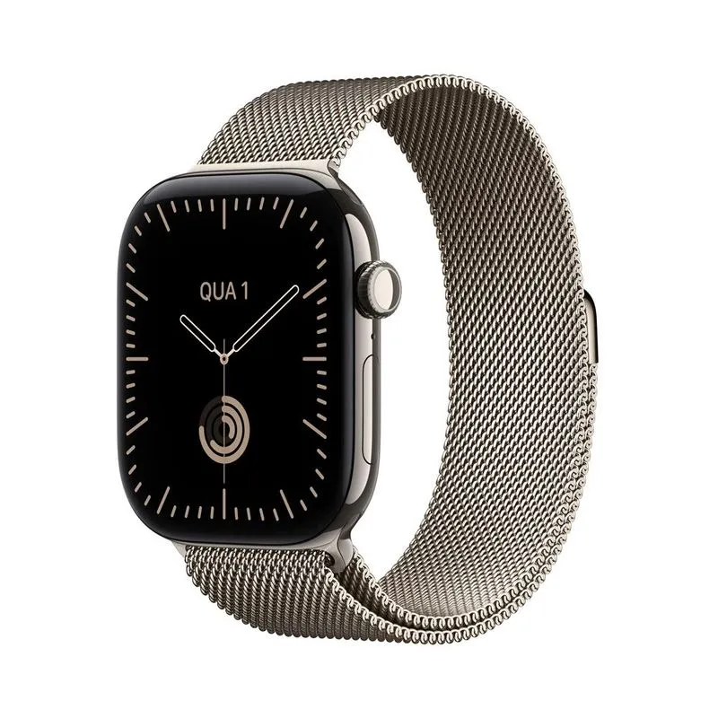 Apple Watch Series 12 GPS + Cellular 46 mm Natural em Titânio com Pulseira Estilo Milanês Natural S/M