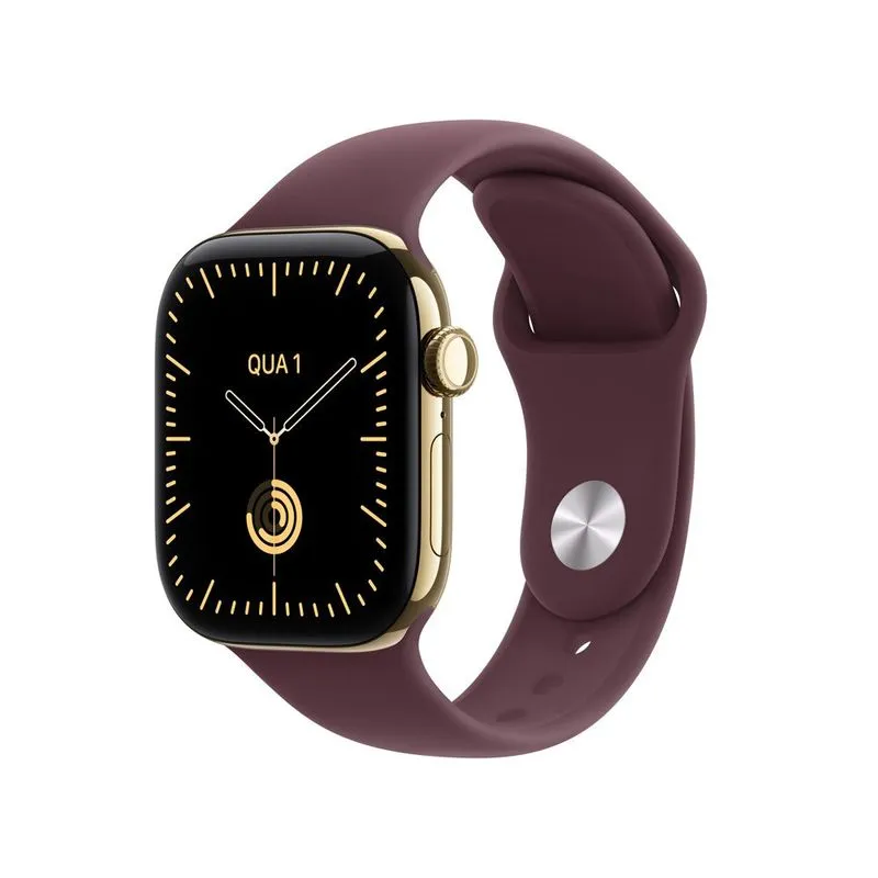 Apple Watch Series 12 GPS + Cellular 42 mm Ouro-brilhante em Titânio com Pulseira Esportiva Bordô S/M