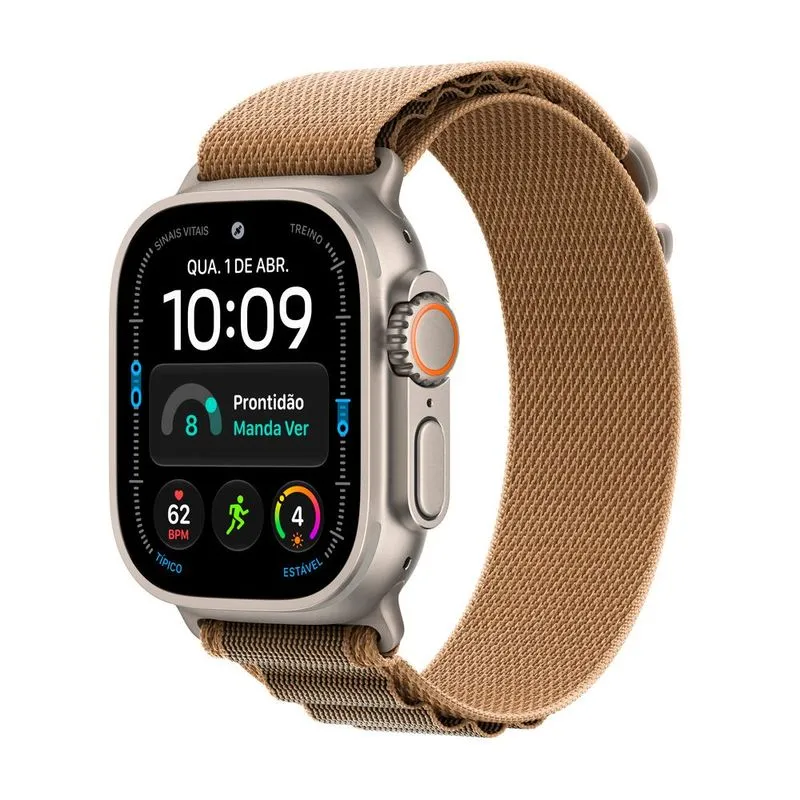 Apple Watch Ultra 4 (GPS + Cellular) 49mm Caixa Natural de Titânio com Pulseira Loop Alpina Deserto M