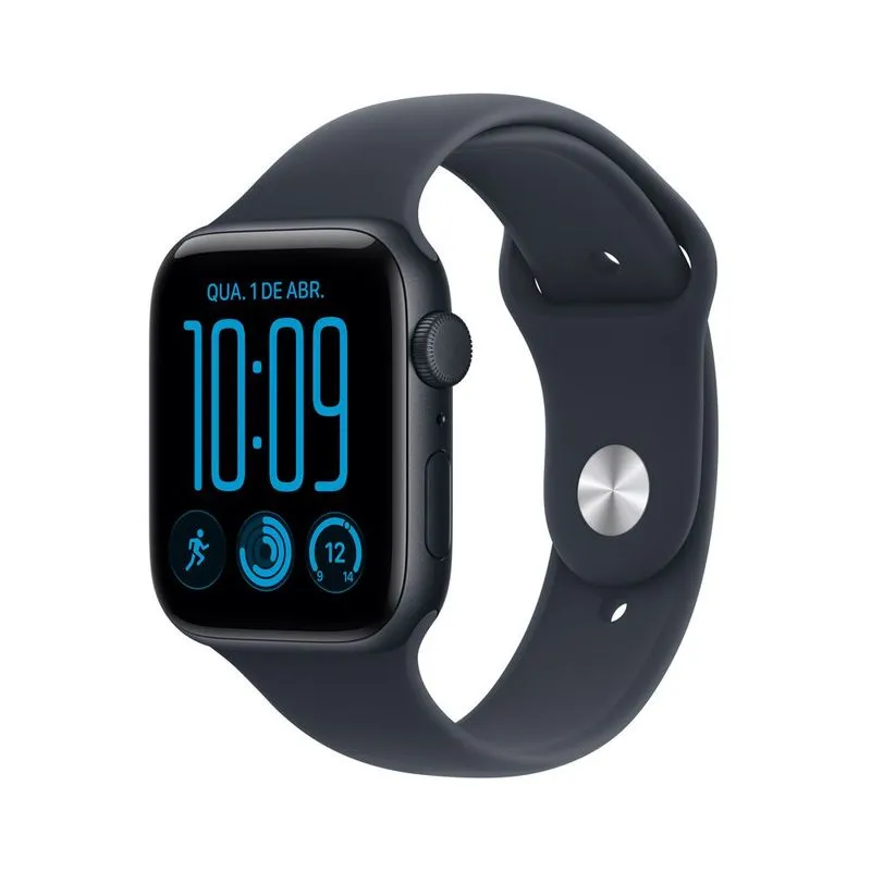 Apple Watch SE 3 (GPS + Cellular 44 mm) Caixa Meia-Noite de Alumínio com Pulseira Esportiva Azul-Marinho P/M