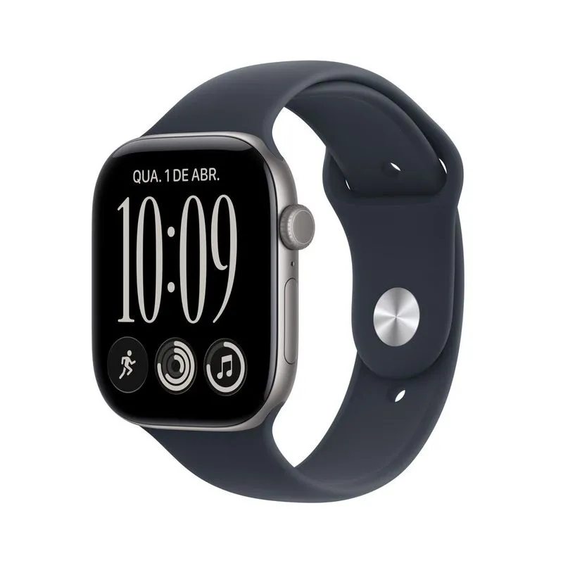 Apple Watch Series 12 (GPS + Cellular, 46 mm) Caixa de Alumínio Cinza-Espacial com Pulseira Esportiva Azul Marinho - M/G